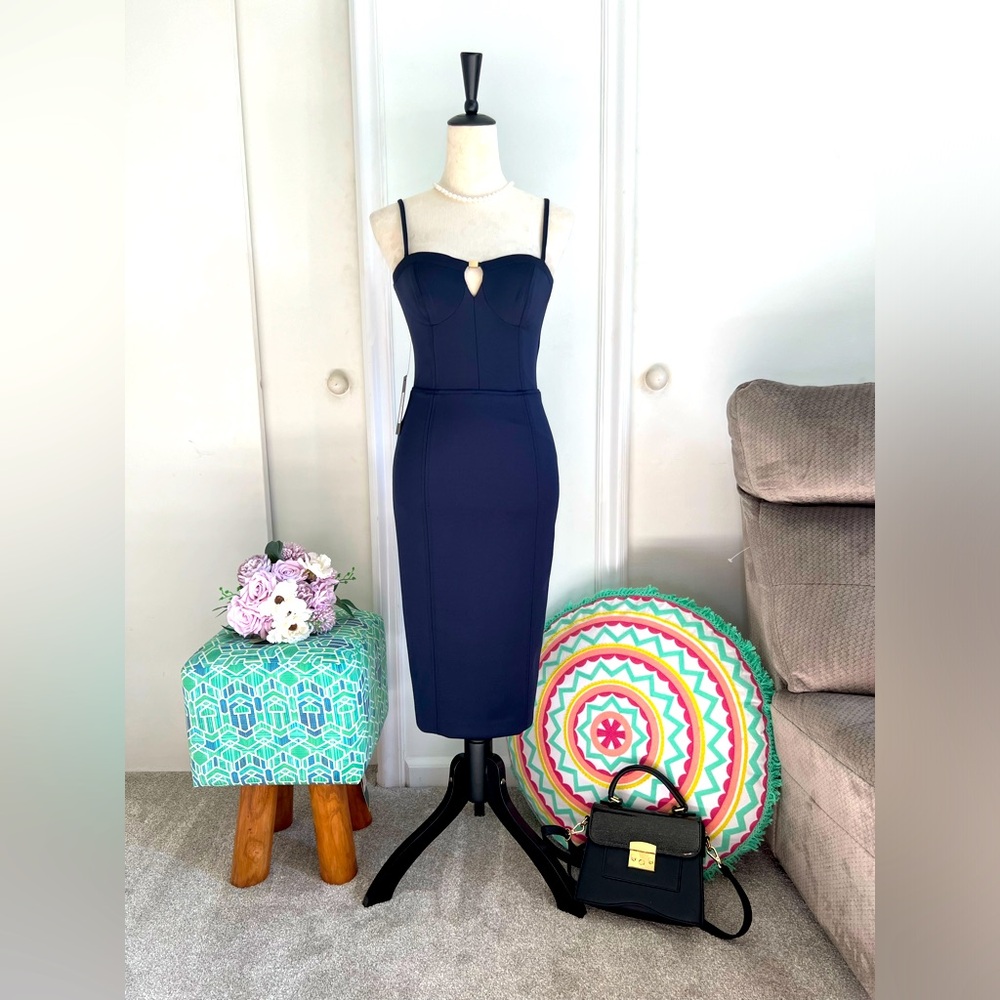 Marciano GUESS Navy Blue Midi Dress